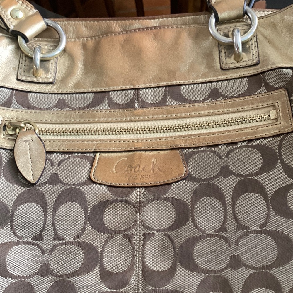 Coach brown and gold signature bag